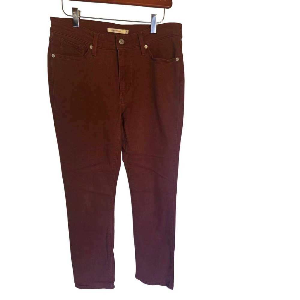 Levis Classic Straight Leg Jeans Burgundy Mahogany Red 8M W29 L30